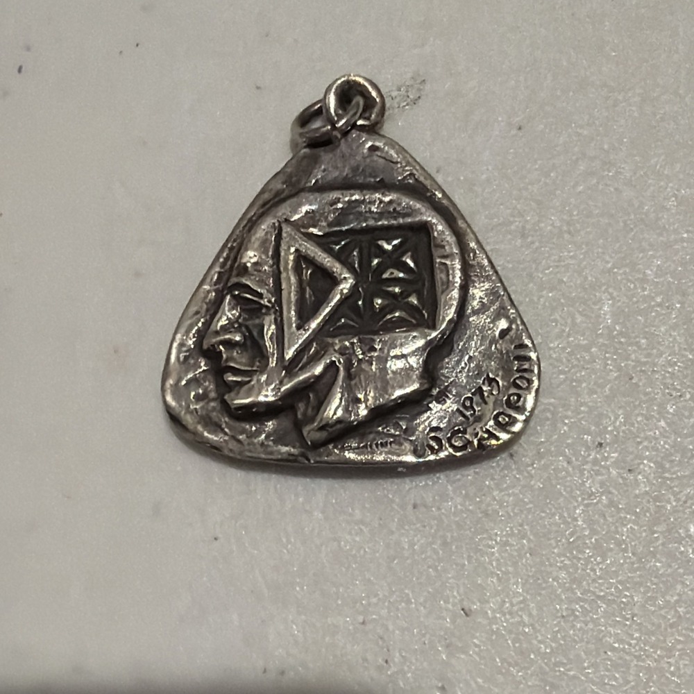 Scarponi 1973 Sterling Reversible Pendant Modernest Design Artisan Made 1"